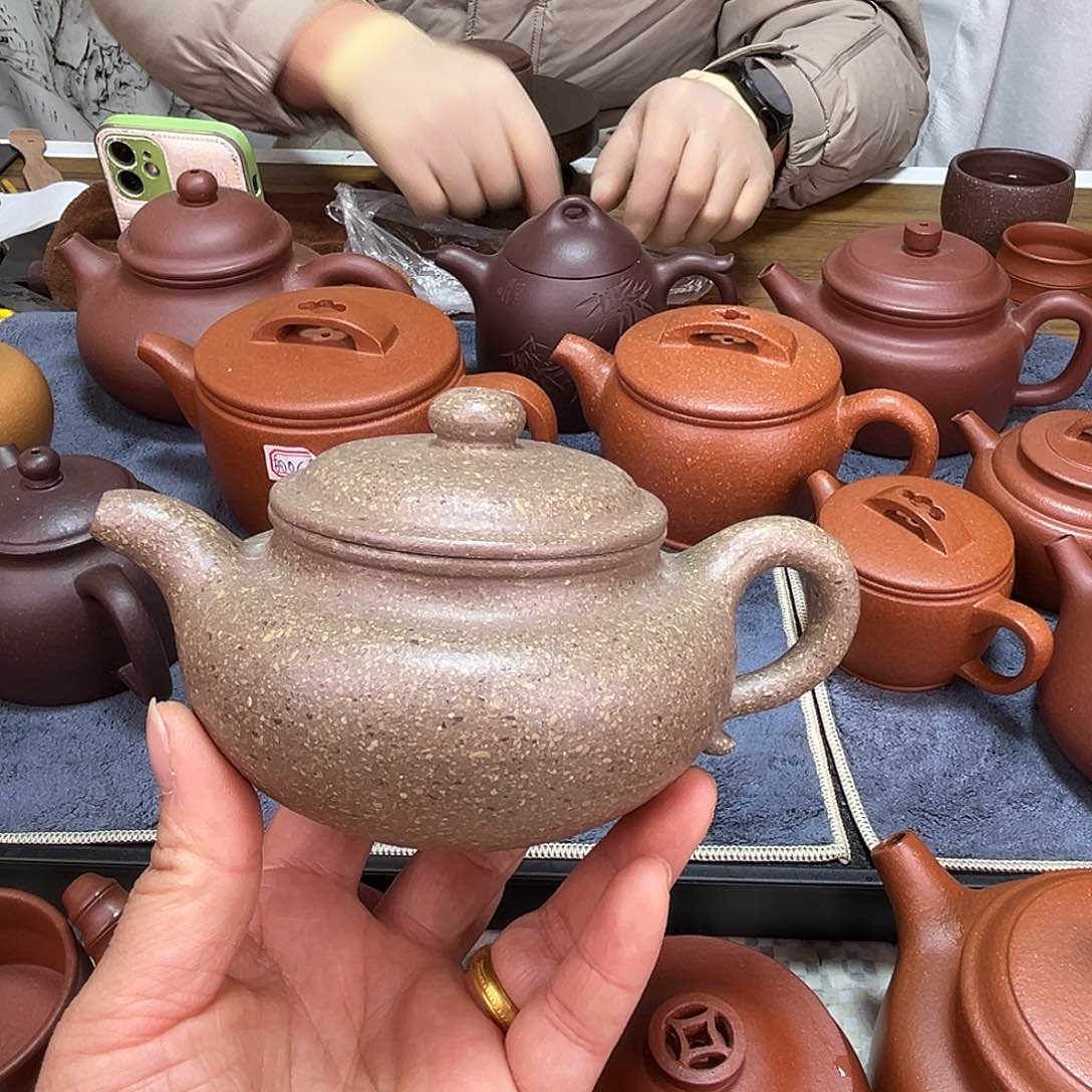 紫砂茶壶青降坡仿古240cc