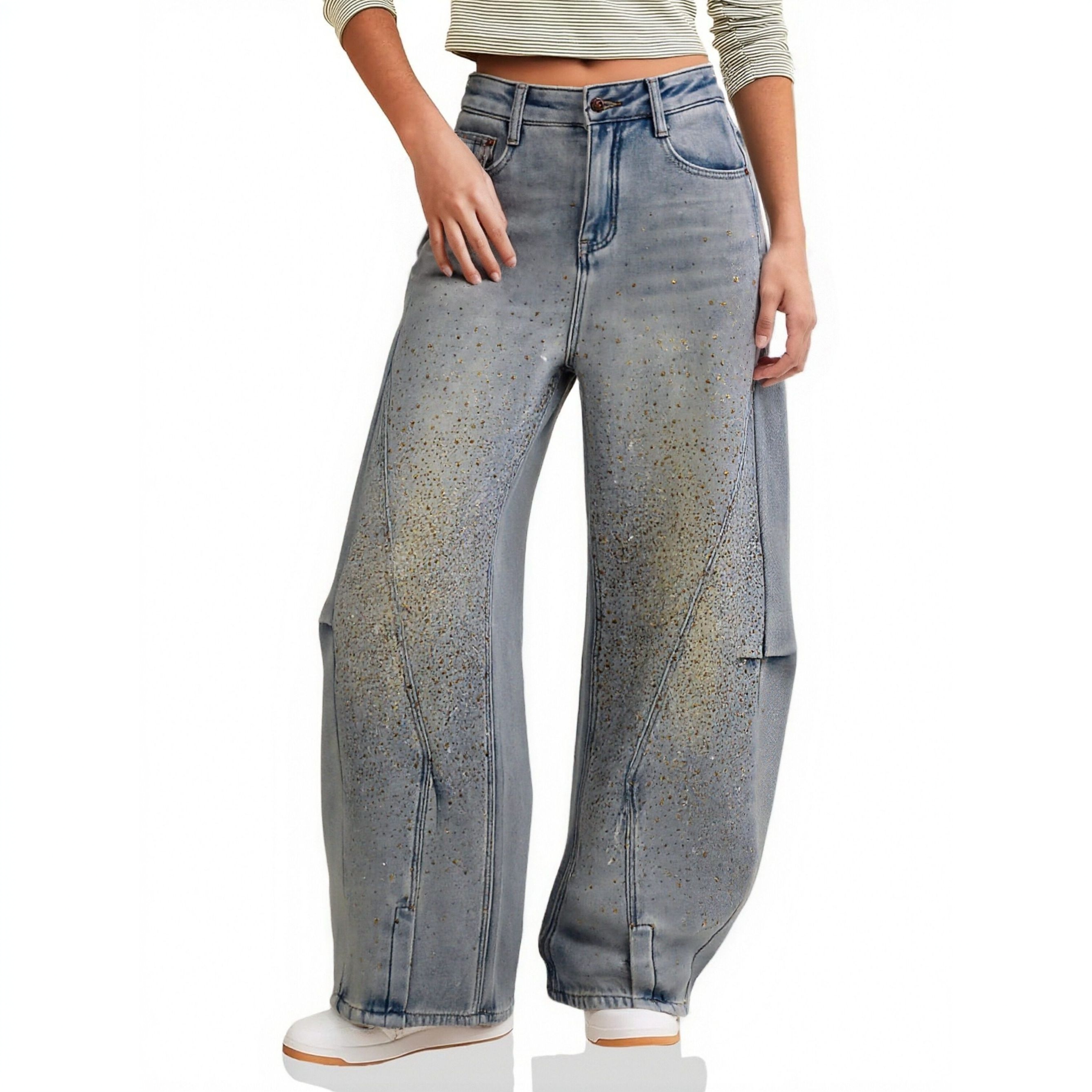 TCH【弯刀牛仔】冬款加绒百搭时尚烫钻休闲风女装牛仔裤T75D20E1170