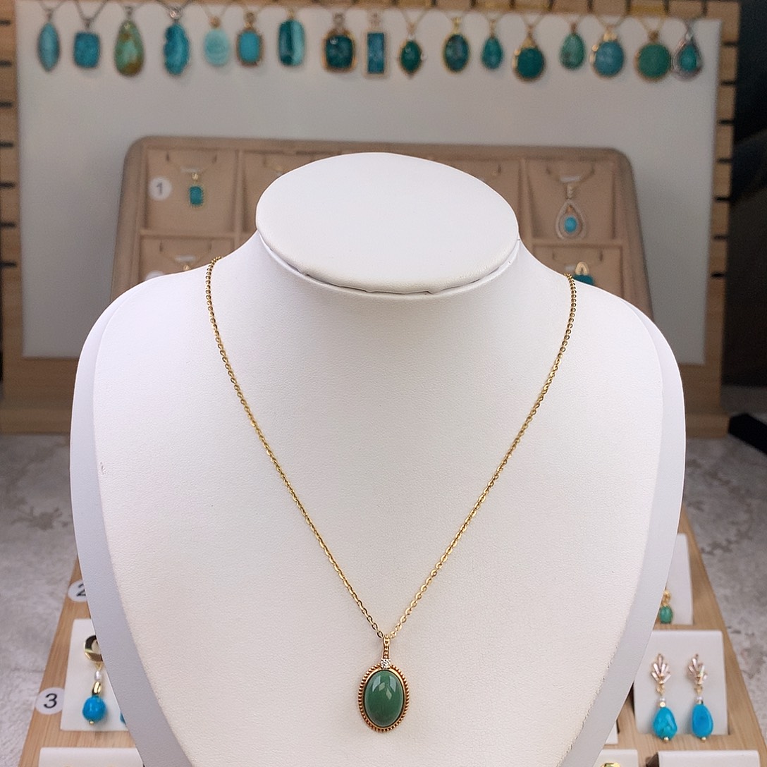 绿松石18K金镶嵌吊坠(不含链)