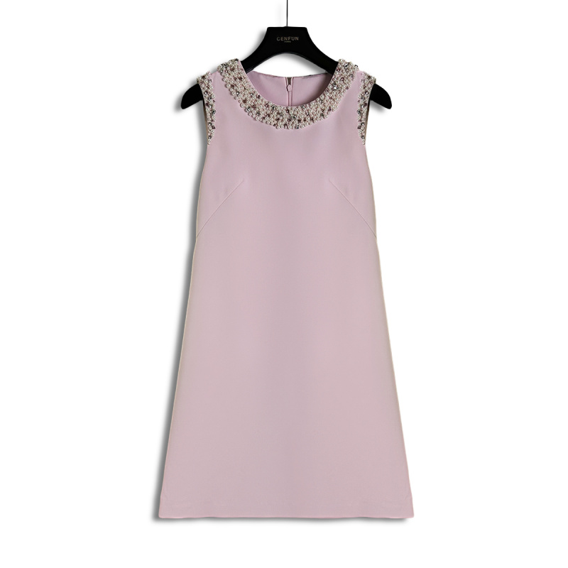 2025彩色钉珠高奢定制无袖连衣裙E001251