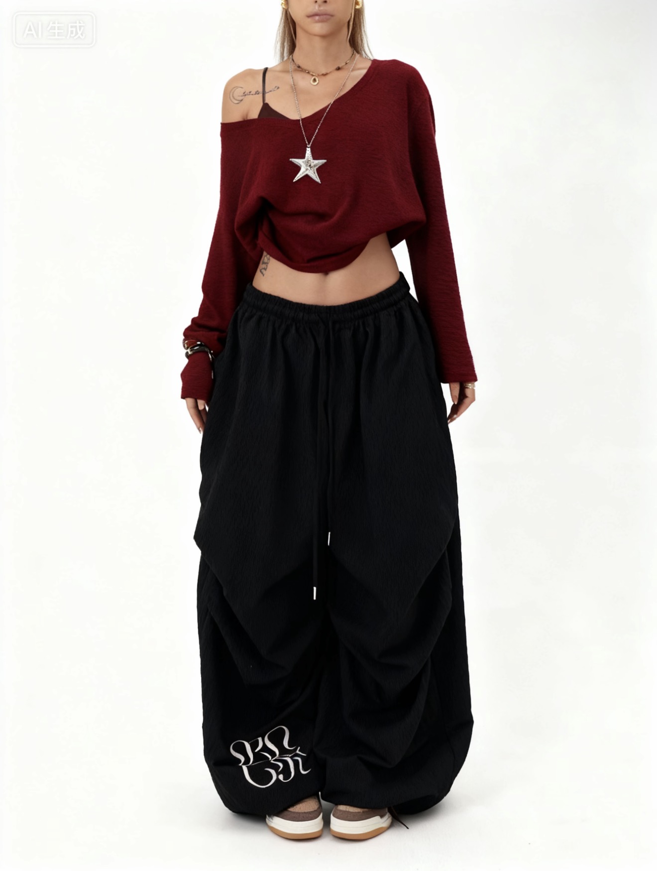 美式秋季慵懒随性美式风空气感松弛感爵士街舞v领宽松长袖上衣