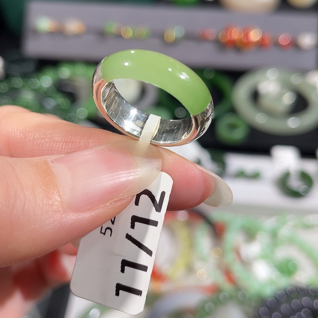 和田玉银S925镶嵌戒指