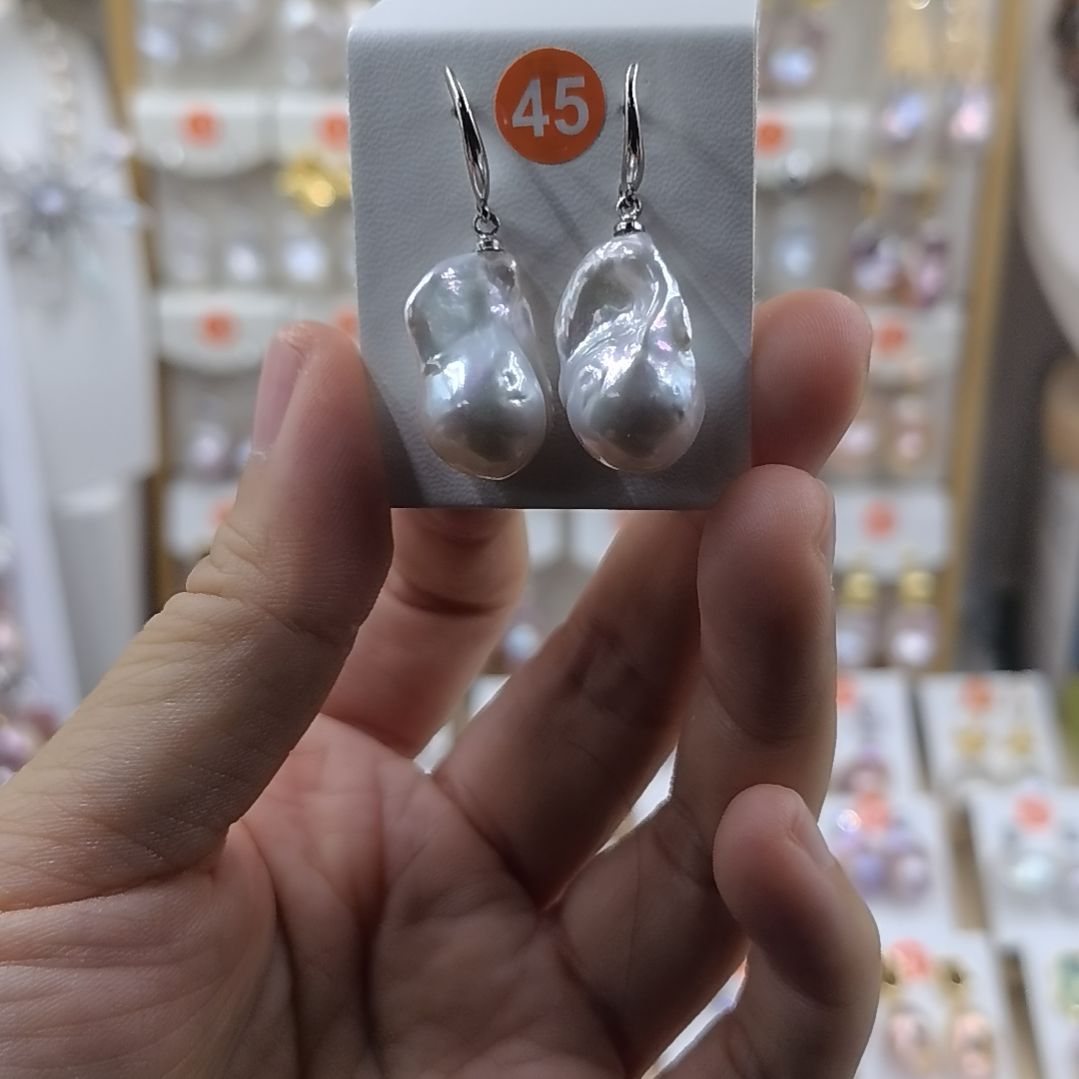 银S925镶嵌淡水珍珠耳饰