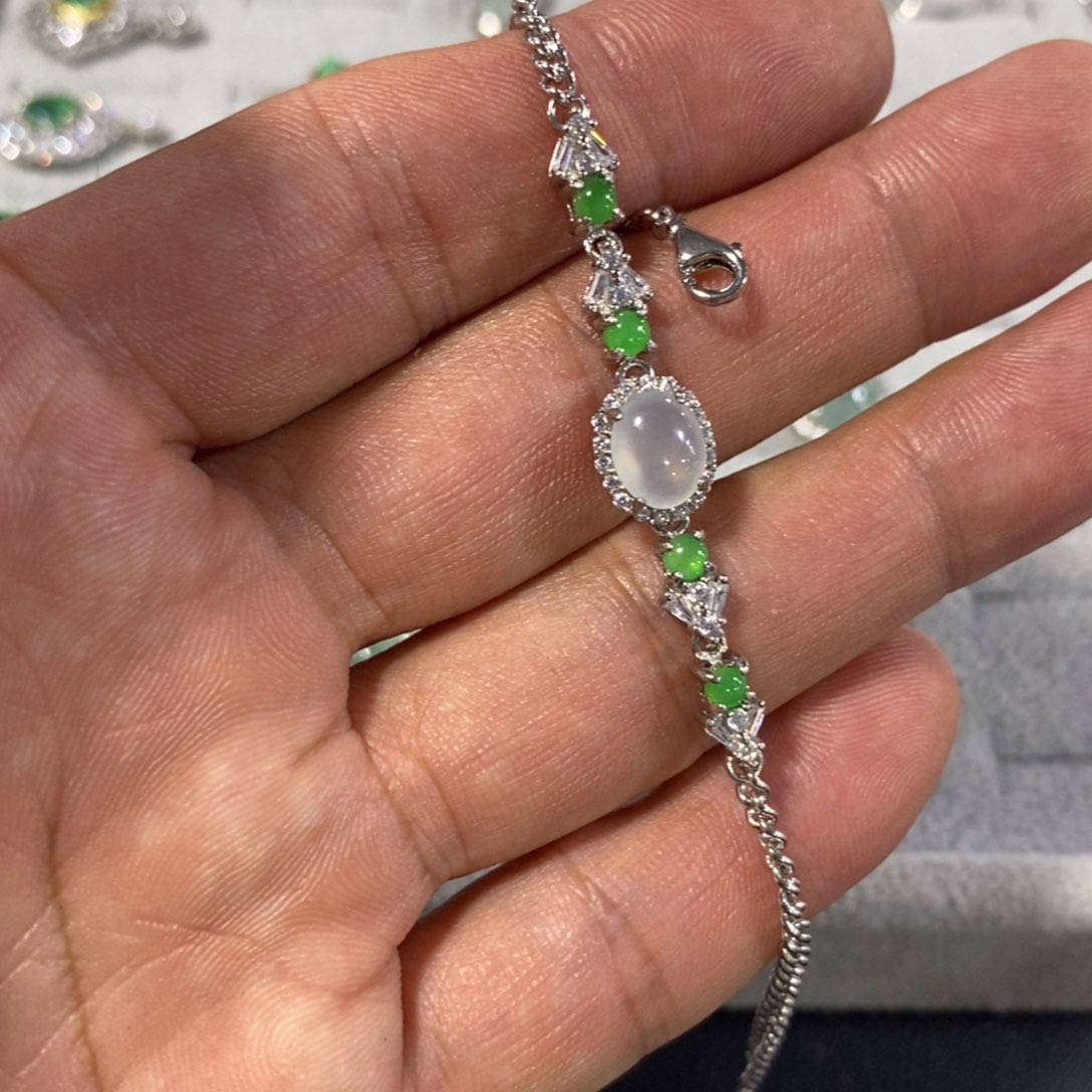 银S925镶嵌手链翡翠手链