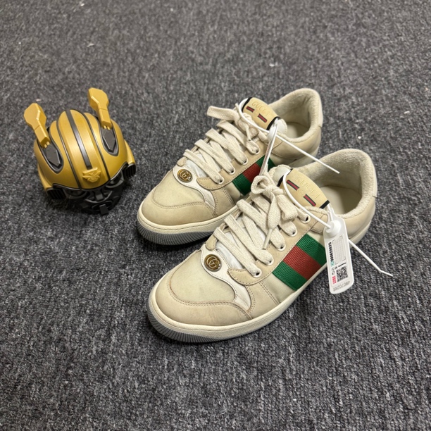 95新 GUCCI/古驰 /40.5码/Screener/米色网面脏脏鞋/公价7200/
