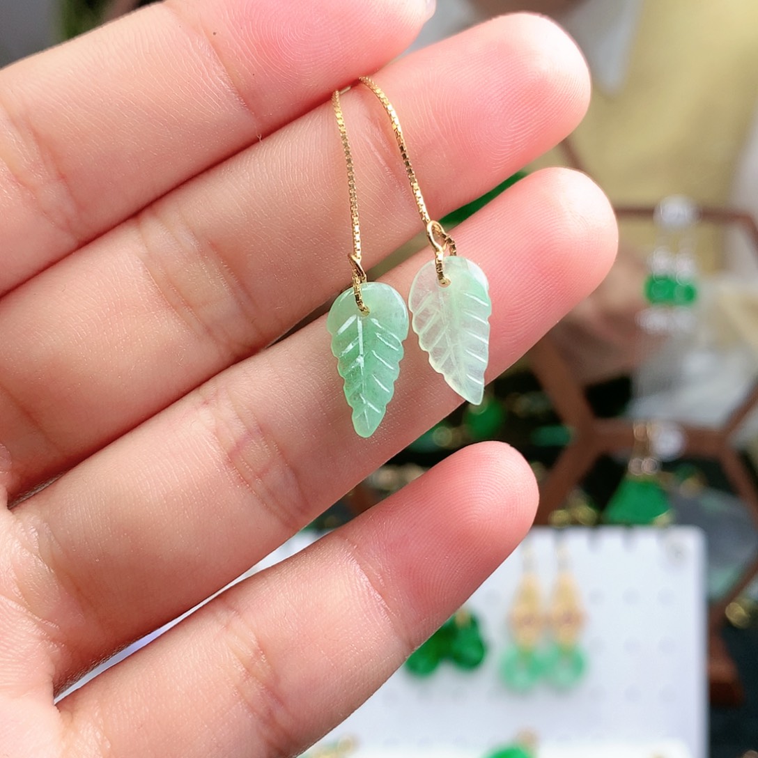 翡翠耳饰银S925镶嵌耳饰