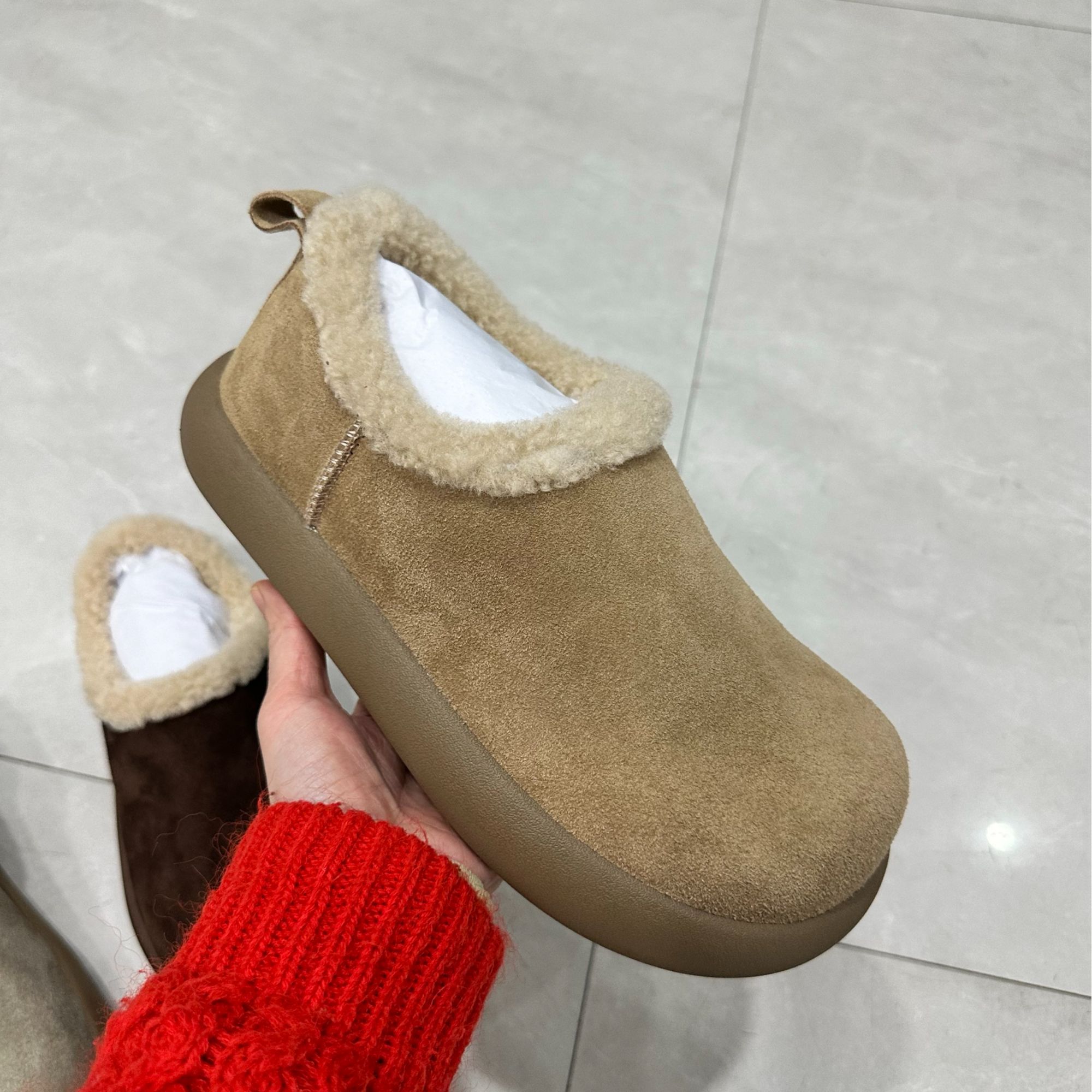 厚底土豆毛毛鞋休闲风纯色潮流风毛毛鞋冬季【微瑕】介意NO拍