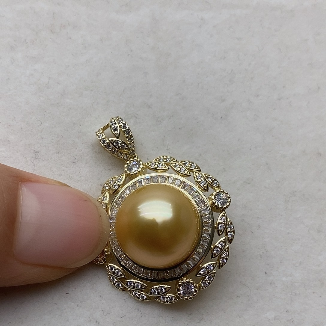 银S925镶嵌吊坠(不含链)海水珍珠