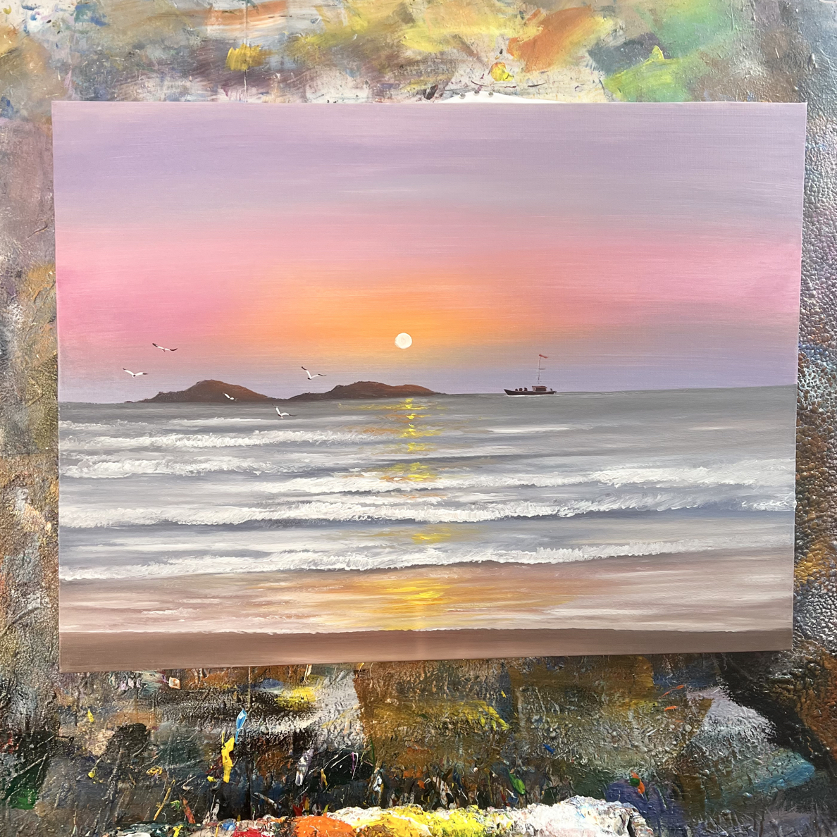 海阔天空挂画现代装饰画不含内框尺寸90.120cm