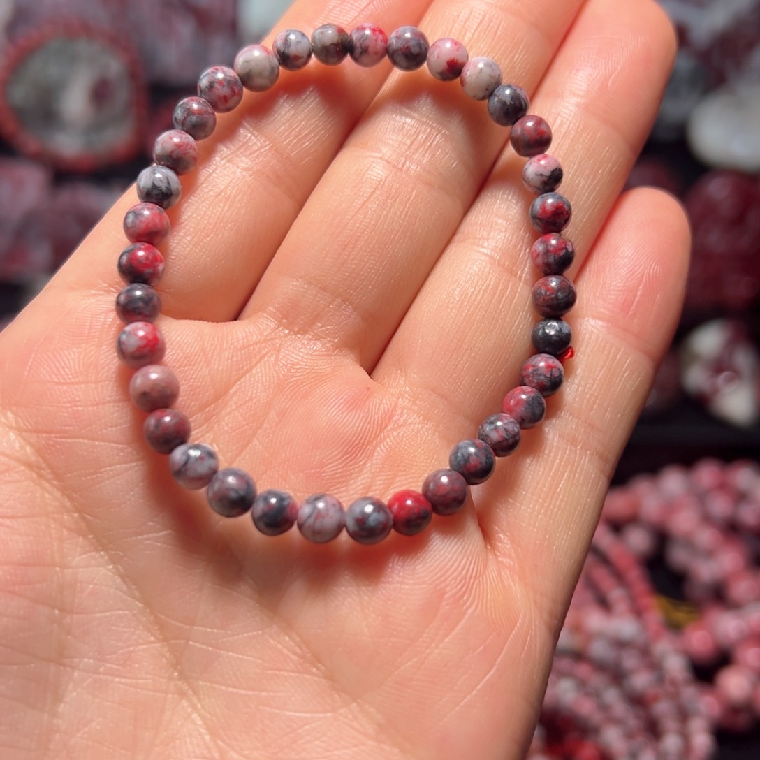 天然辰砂天然朱砂原石黑红手串