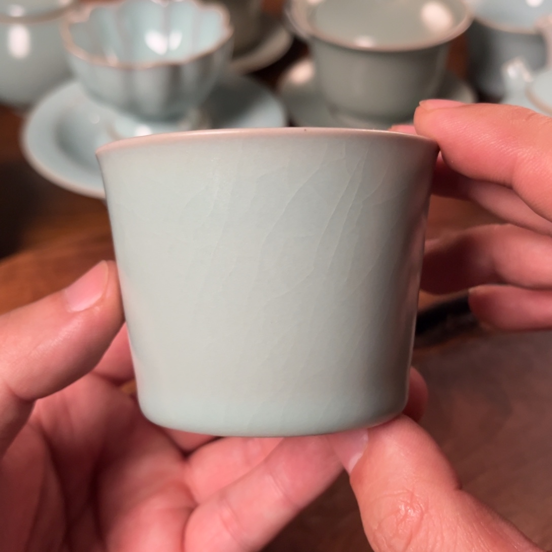 原产地汝瓷朱金奇仿古釉色直口杯