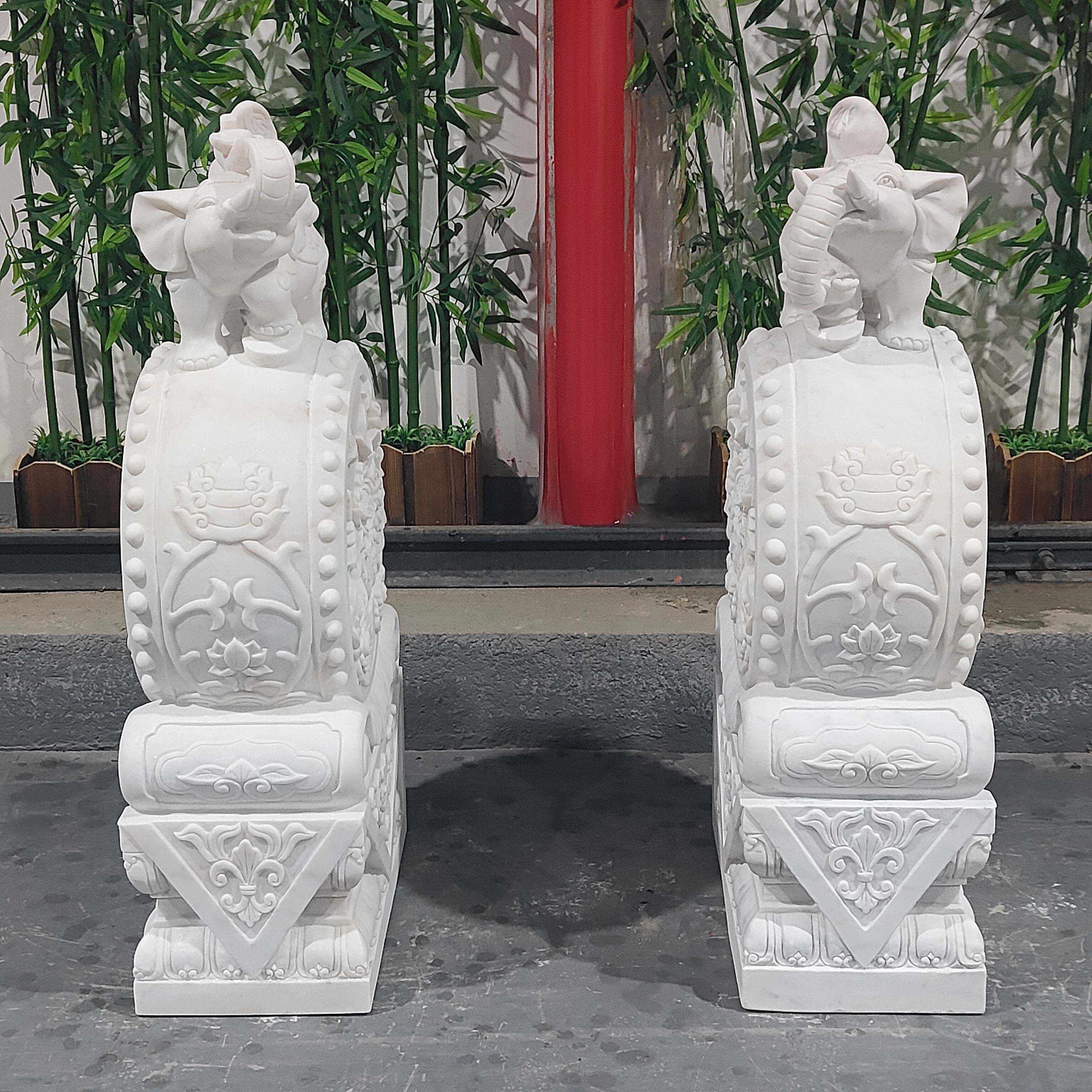 翘鼻喜庆小吉象，汉白玉材质，庭院入户门前摆件包邮不含卸车和摆放