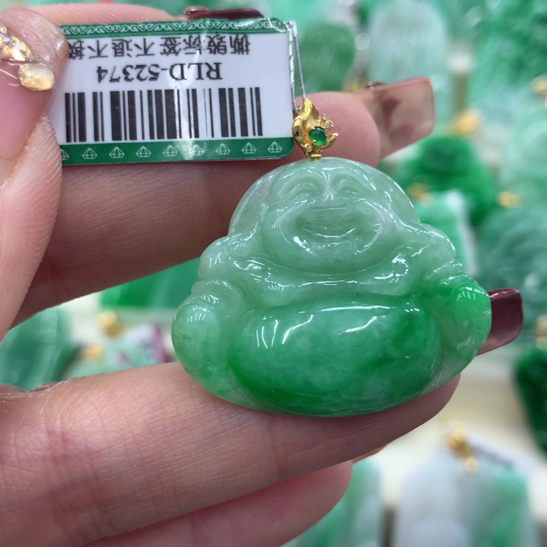 翡翠吊坠(不含链)18K金镶嵌