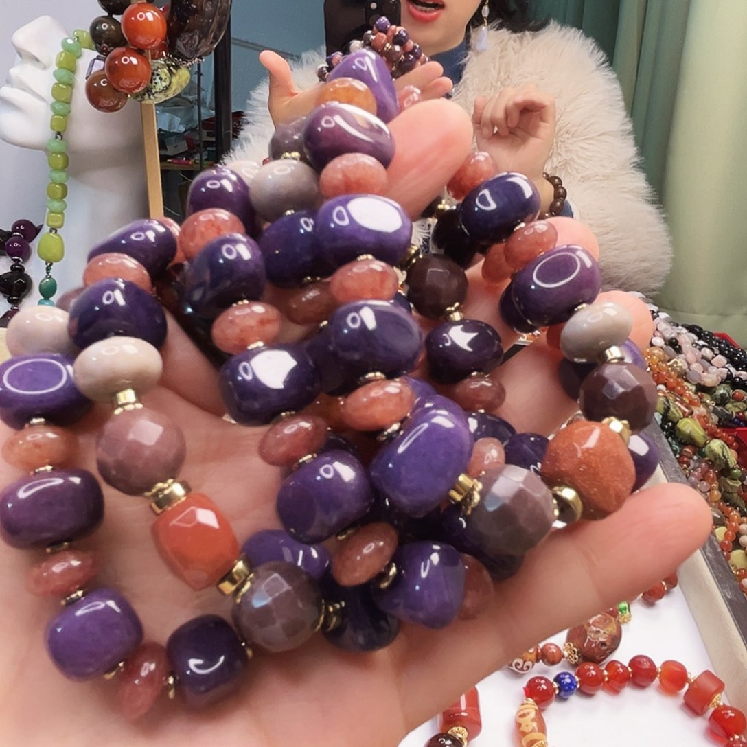 玛瑙/玉髓合金手链紫