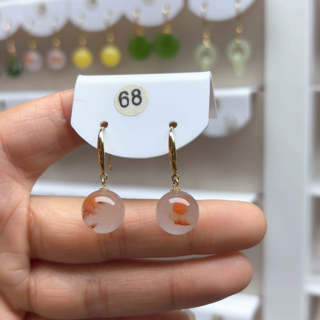 南红玛瑙耳饰银S925镶嵌