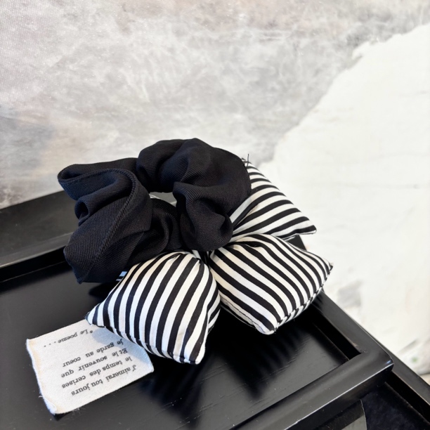 条纹蝴蝶结拉家发圈FQ306
