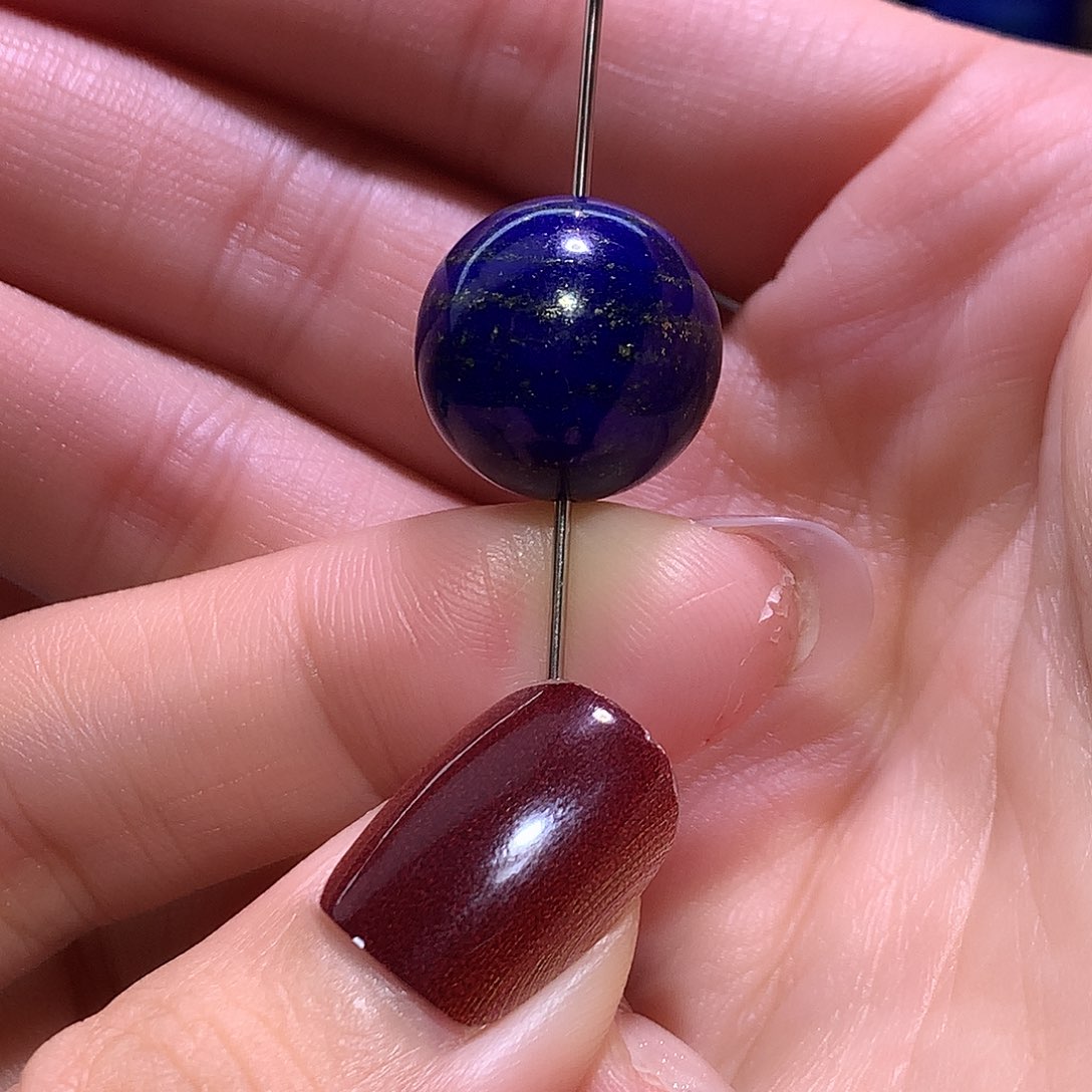 青金石未镶嵌天然原矿单圆珠15.8 m