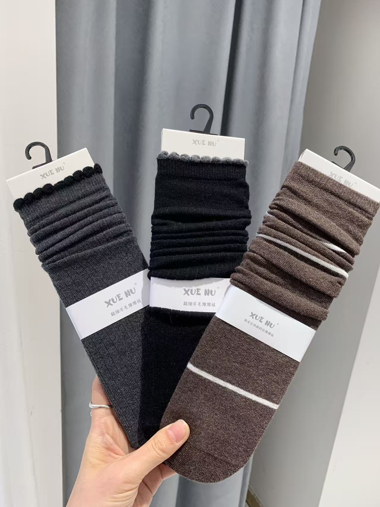 可米 新款 冬季舒适百搭条纹精美时尚中筒袜 2693 