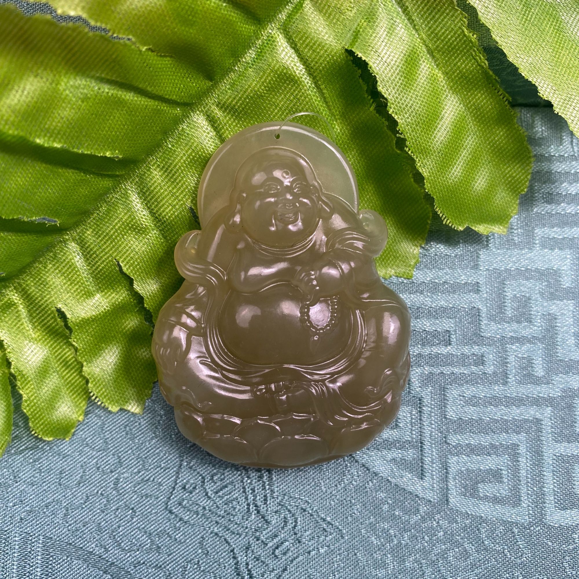 和田玉青黄扣弥勒佛