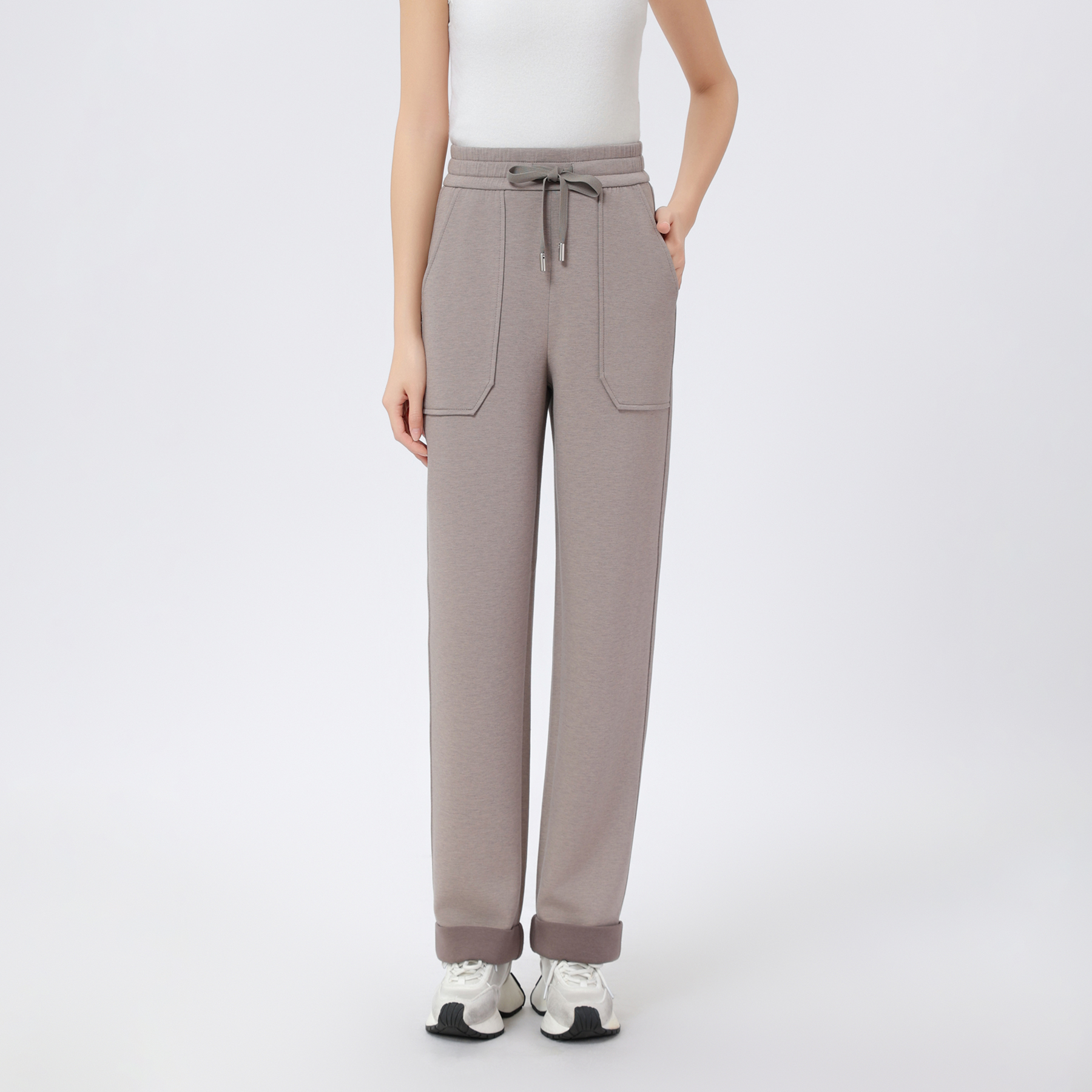 AMASS/阿玛施新款垂感直筒裤巴恩风百搭松紧腰时尚休闲裤510015