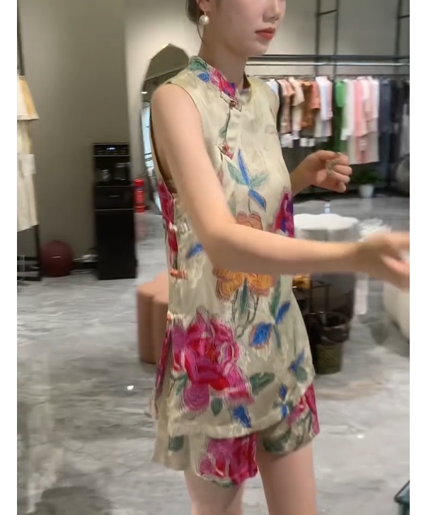 2025夏季新中式时尚套装显瘦旗袍时尚款无袖套DU52502