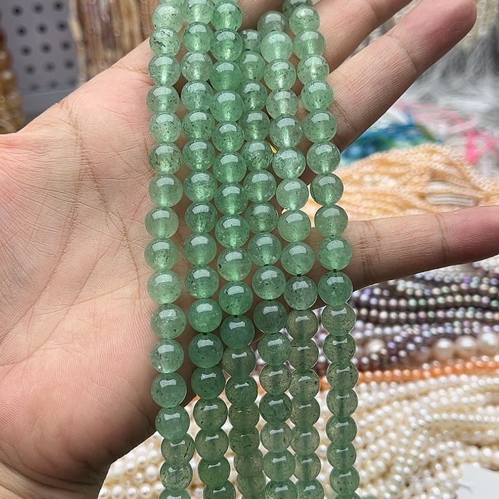 未镶嵌玛瑙/玉髓珠宝半成品一条8mm绿草莓