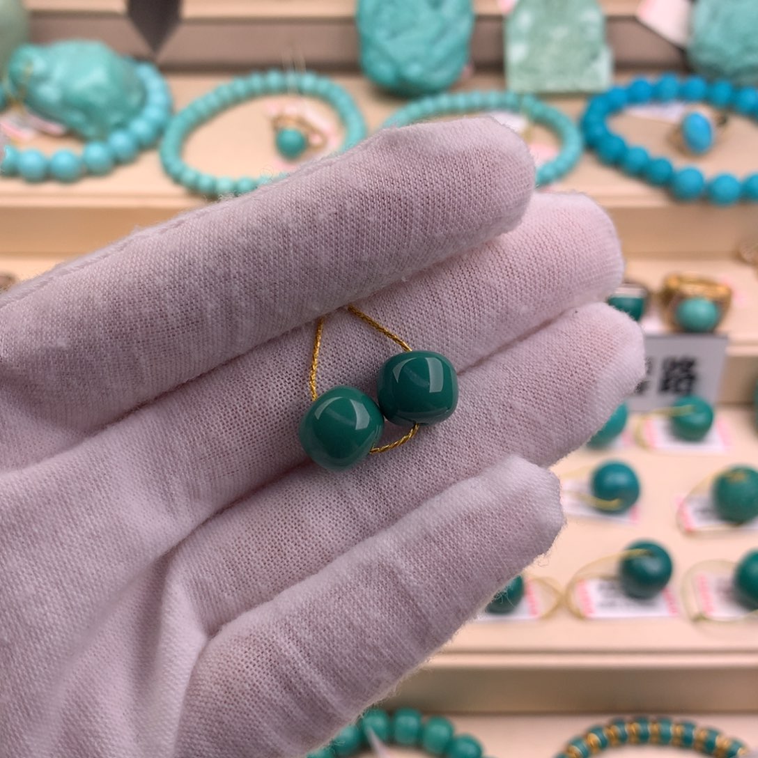 绿松石珠宝奇石未镶嵌10.5mm