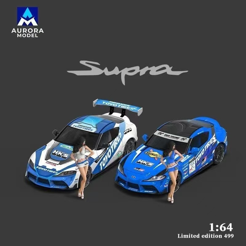AM 1:64 丰田 速霸 Supra A90 东洋轮胎D1GP漂移赛车合金汽车模型