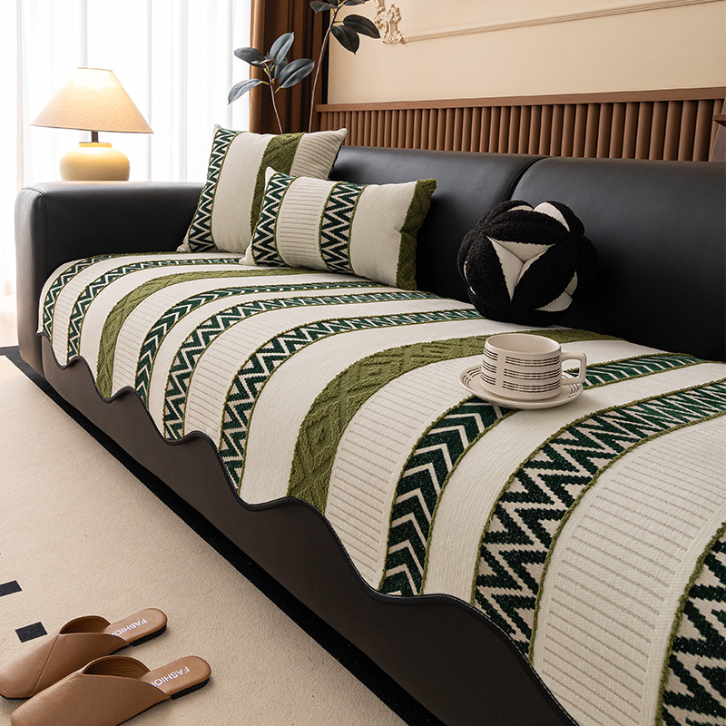 异形垂边沙发垫雪尼尔沙发套罩巾轻奢四季通用坐垫靠背巾百搭加厚