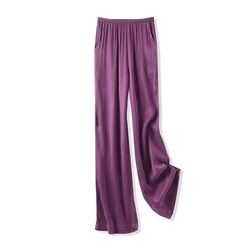 铜氨丝长裤阔腿裤休闲裤冰丝阔腿裤夏季直筒外穿薄款时尚显瘦高腰