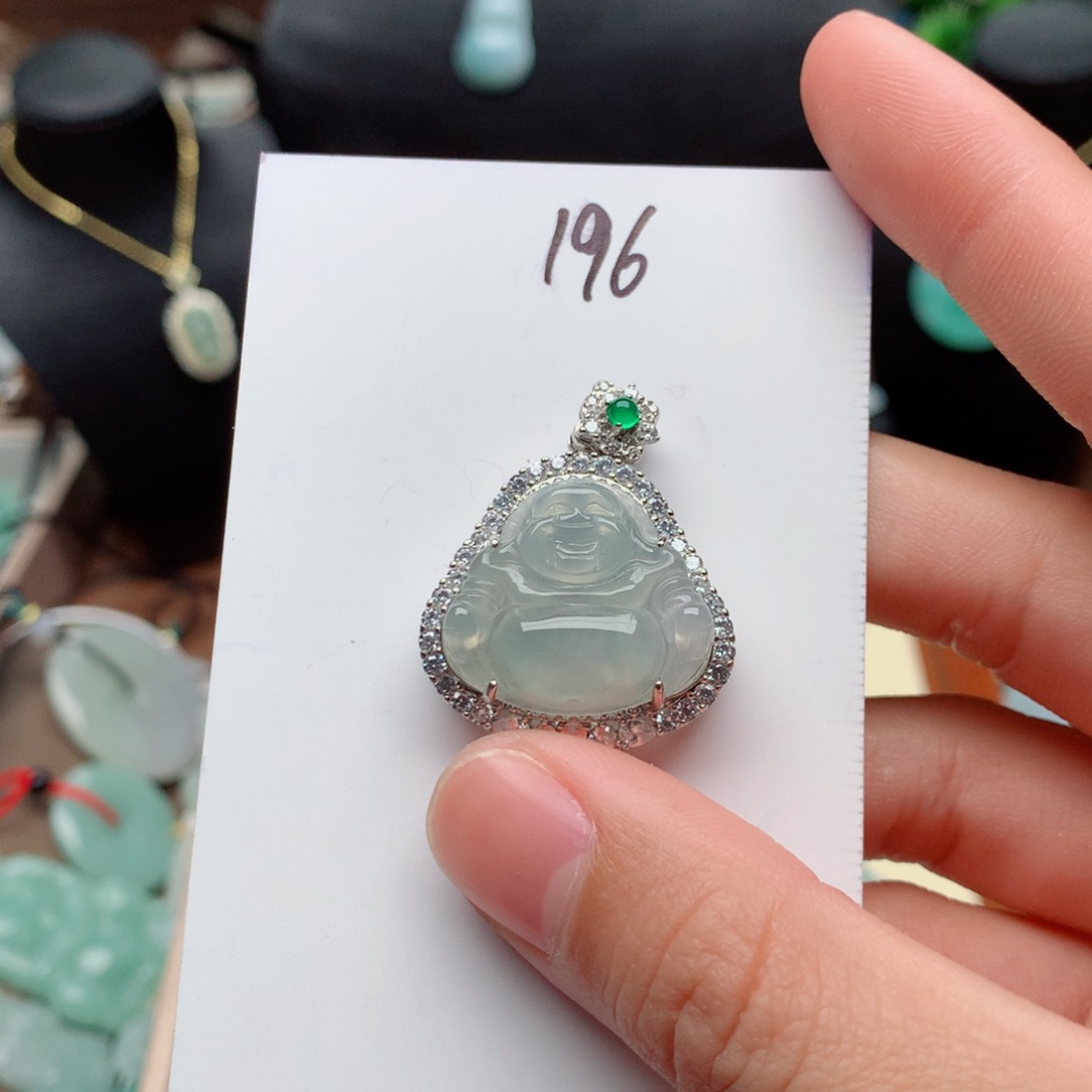 翡翠颈饰银S925镶嵌摸*子吊坠