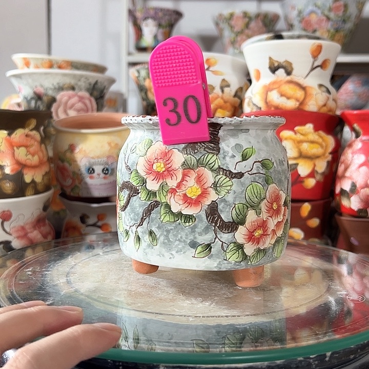 景德镇手绘花盆满38包邮