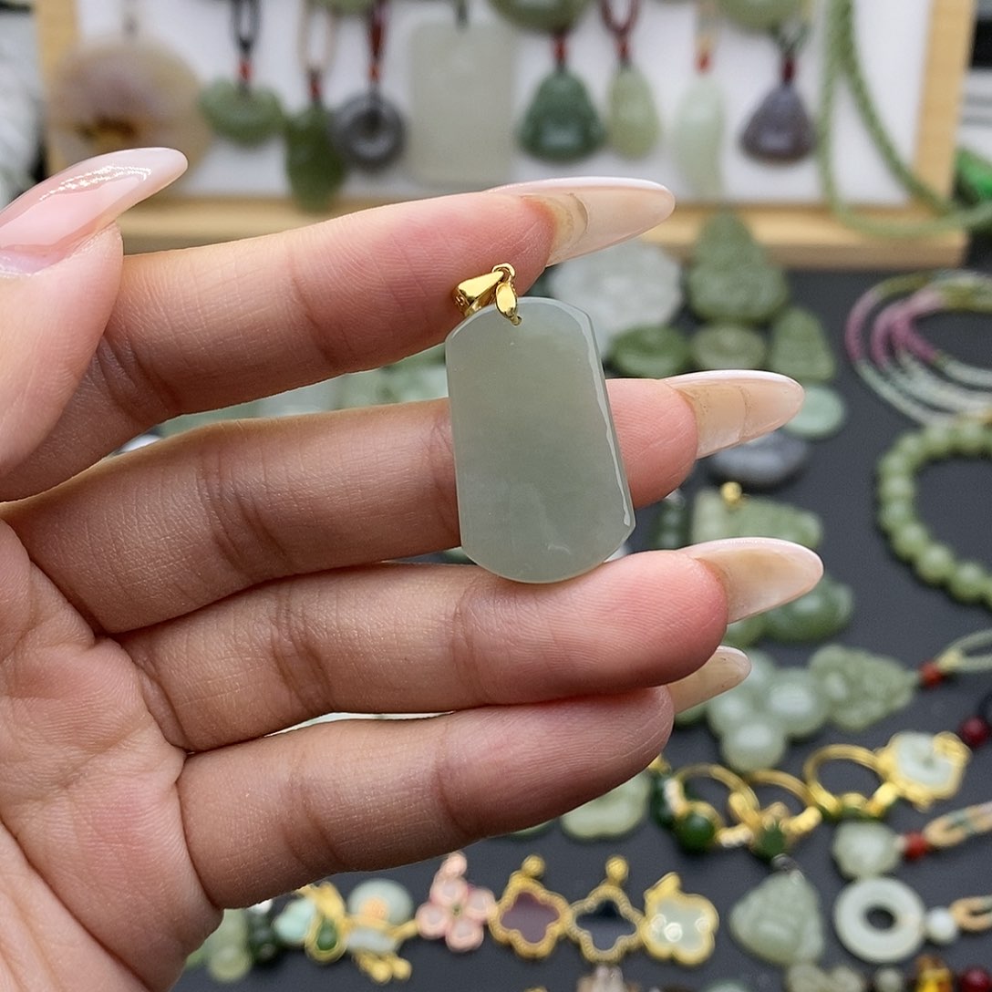 和田玉吊坠(不含链)银S925镶嵌