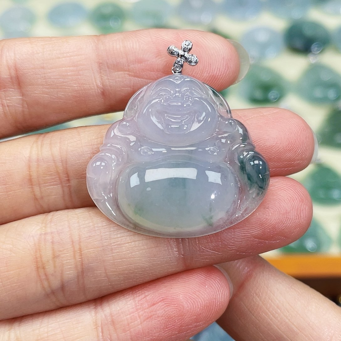 翡翠颈饰18K金镶嵌吊坠
