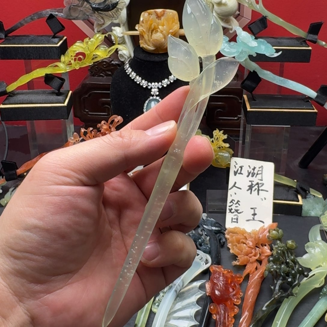 岫玉发饰未镶嵌明君玉簪就是好看