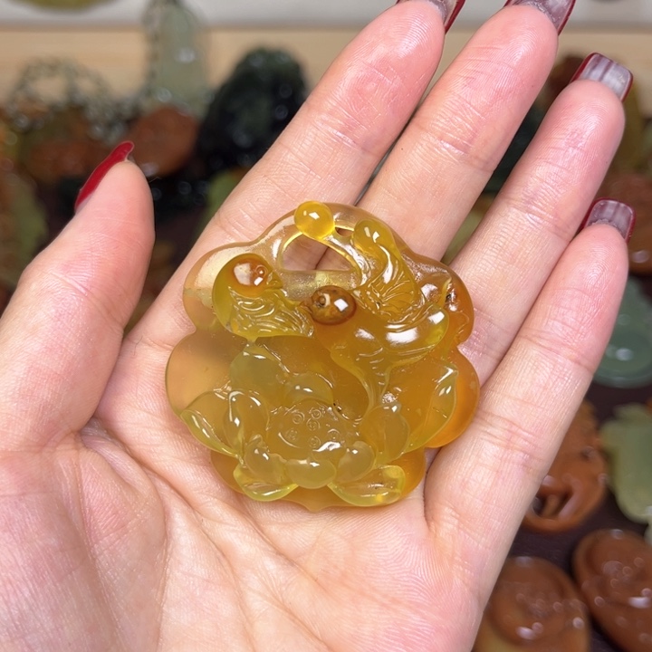 蛇纹石玉吊坠(赠链)未镶嵌用****4