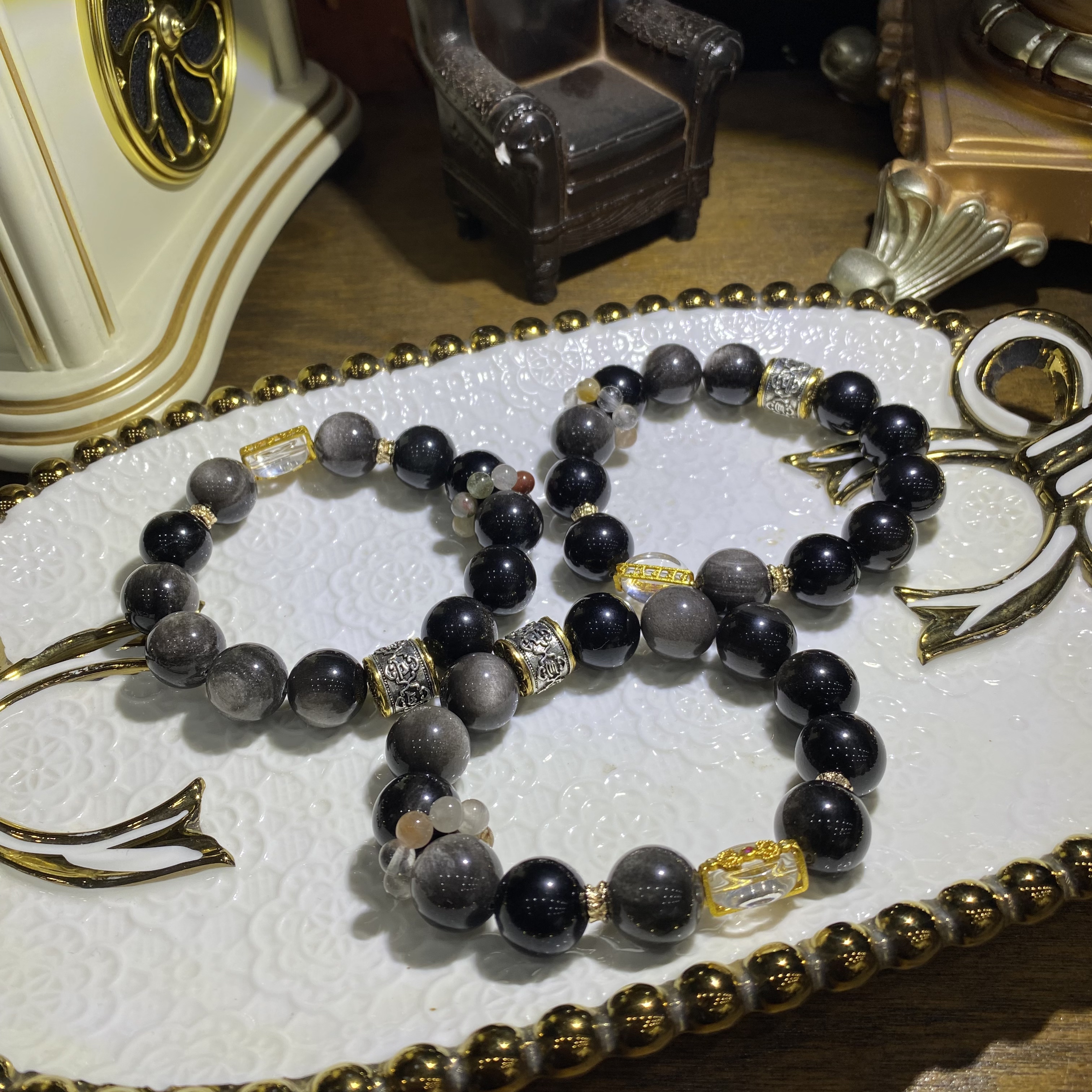 X91-天然银曜石手串设计款单圈-多样性发其一