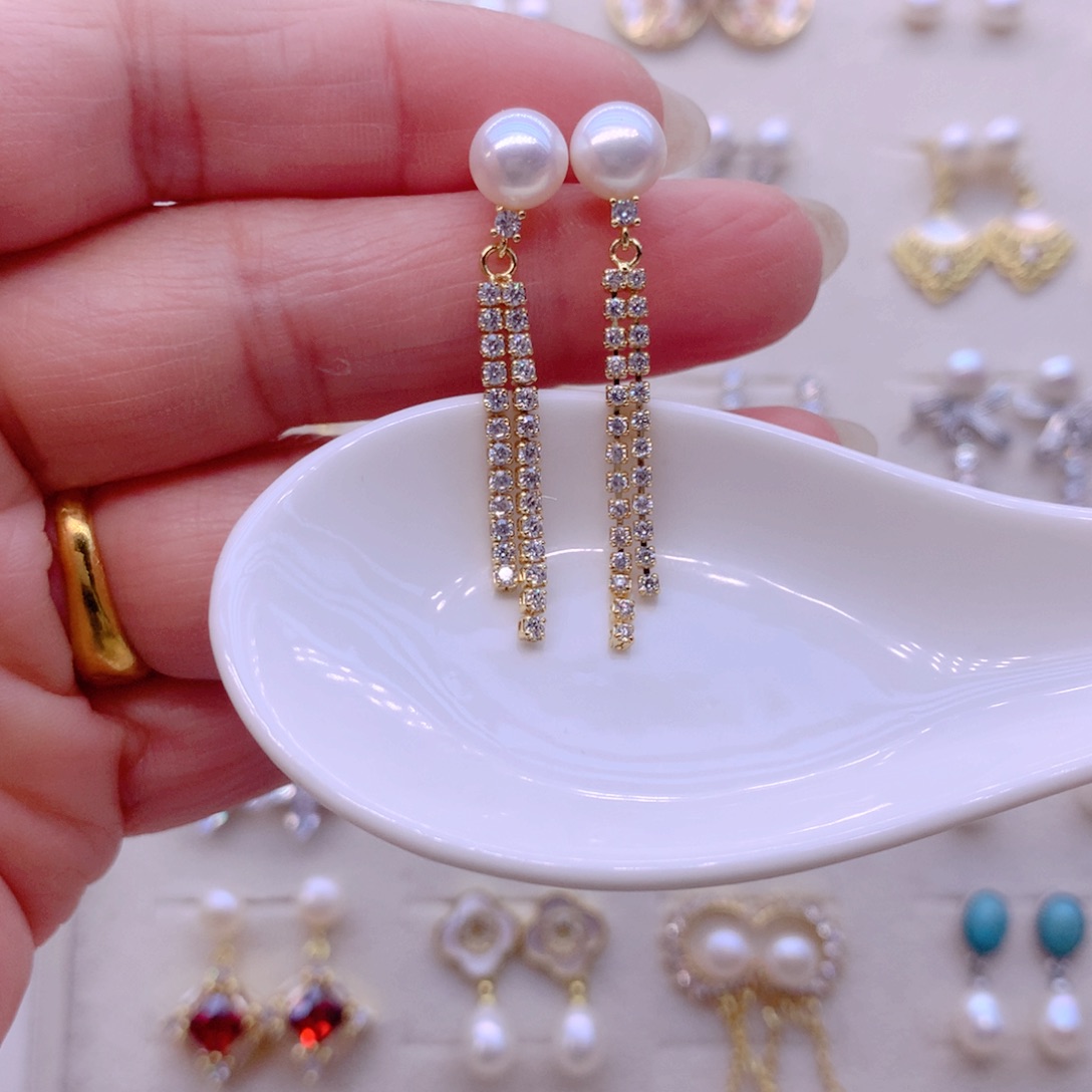 耳饰合金淡水珍珠