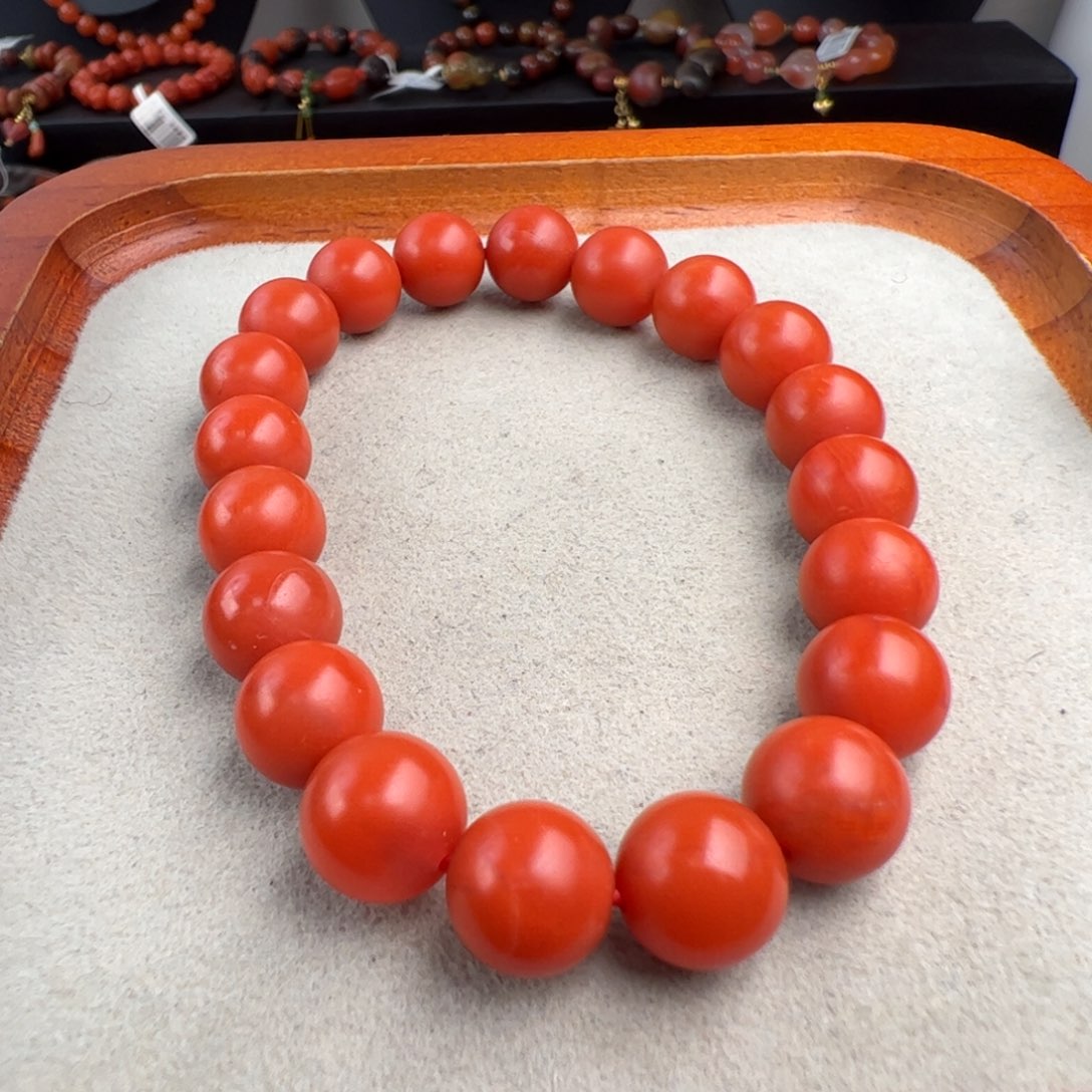 南红玛瑙未镶嵌（保山满肉柿子红9mm