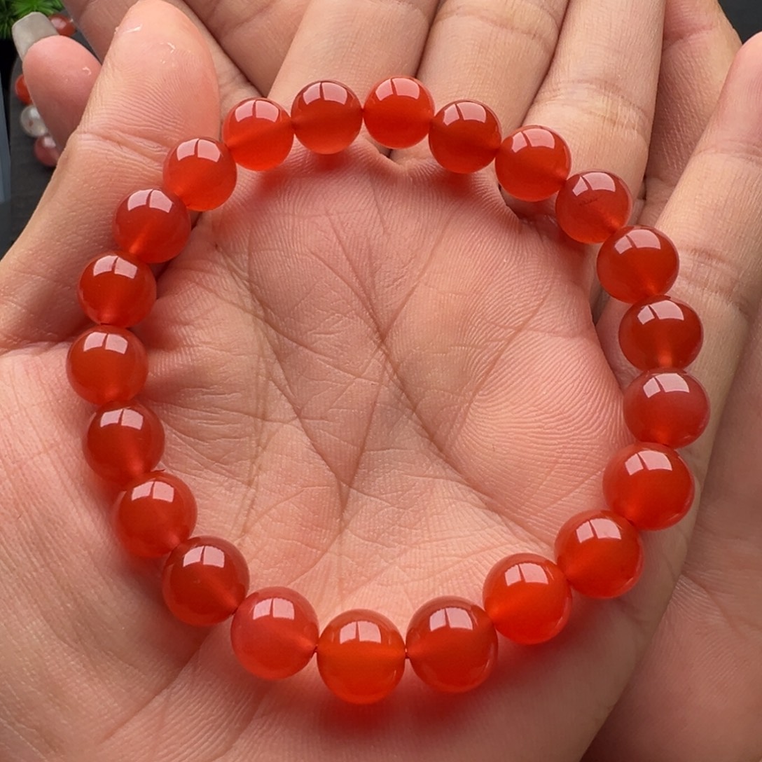 南红玛瑙未镶嵌圆珠单圈8+