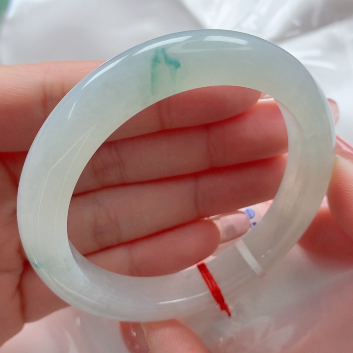 翡翠手镯未镶嵌51冰飘花起胶高货捡漏款老坑种