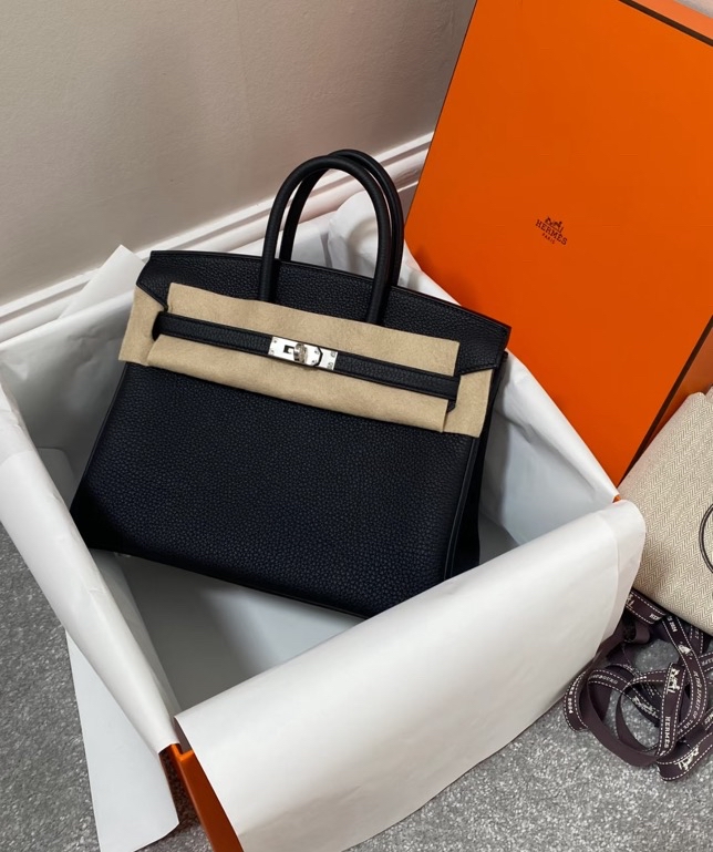 99新 Hermes/爱马仕 黑银birkin包25  18926129
