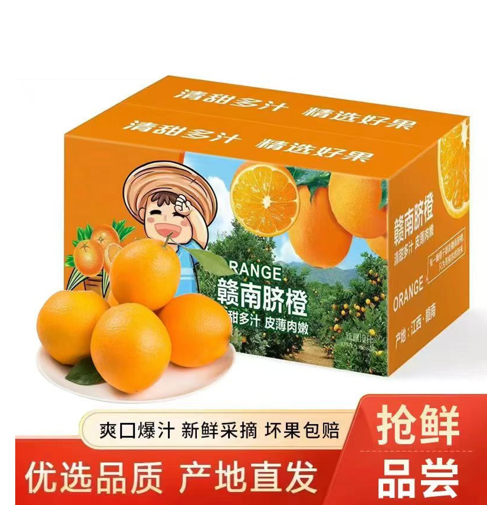 赣南脐橙正宗赣南脐橙应季水果赣南产地直发橙子送礼彩箱装