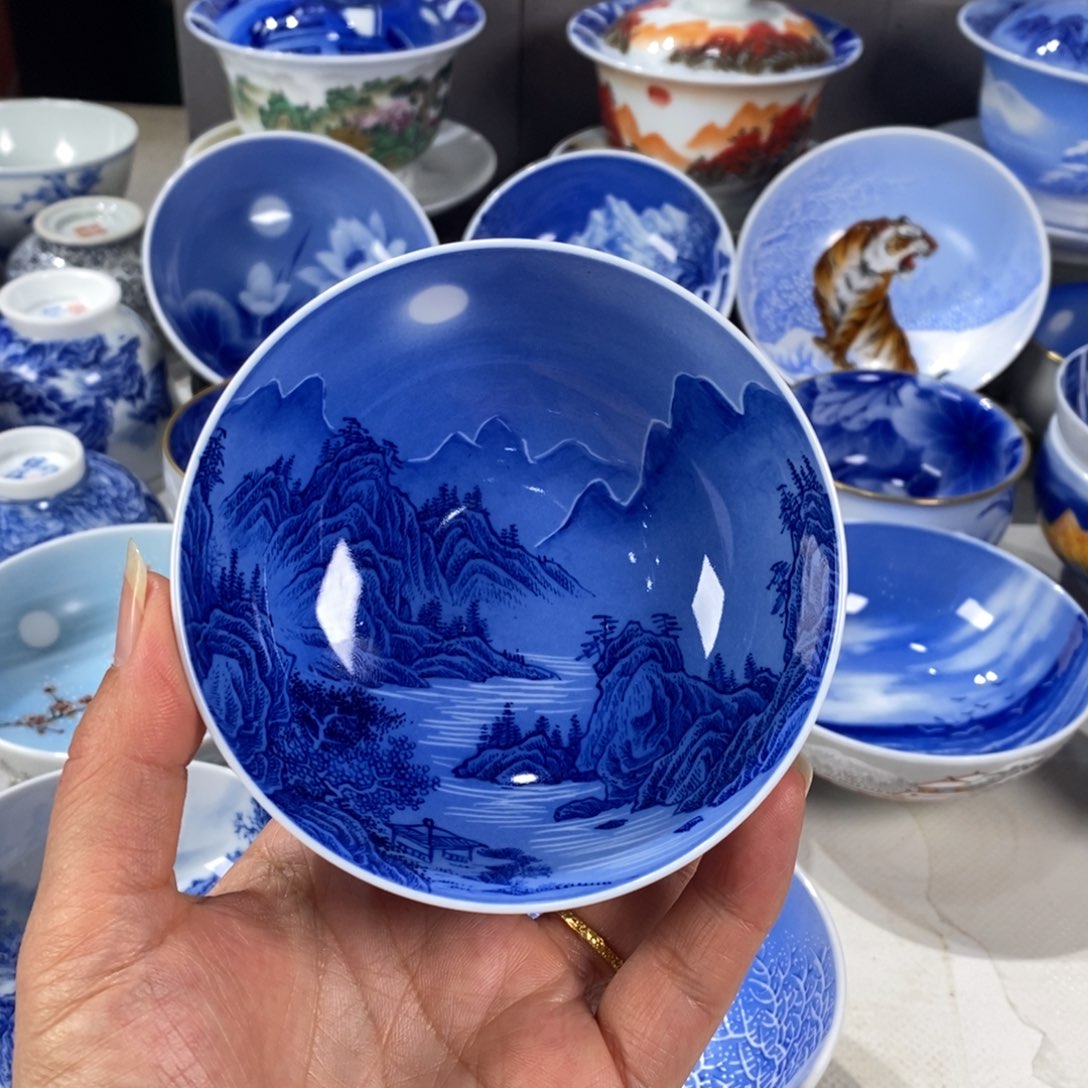 青花山水主人杯杯