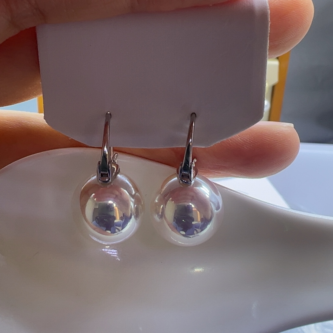 耳饰银S925镶嵌淡水珍珠