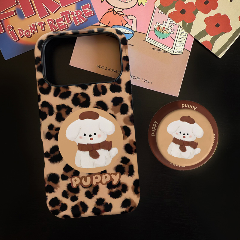 豹纹小狗磁吸菲林二合一适用苹果17/16promax手机壳华为小米15