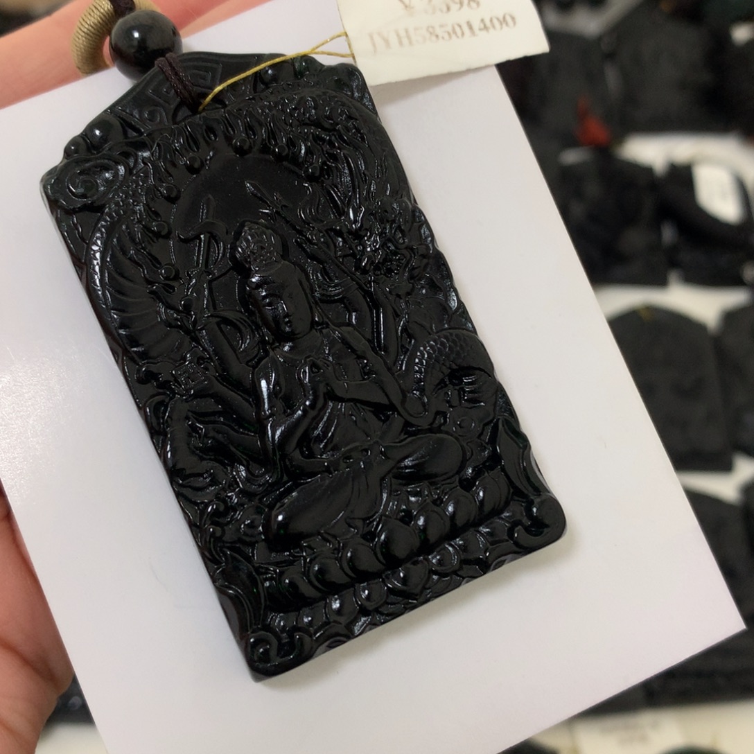 天然缅甸a货钢琴黑挂件