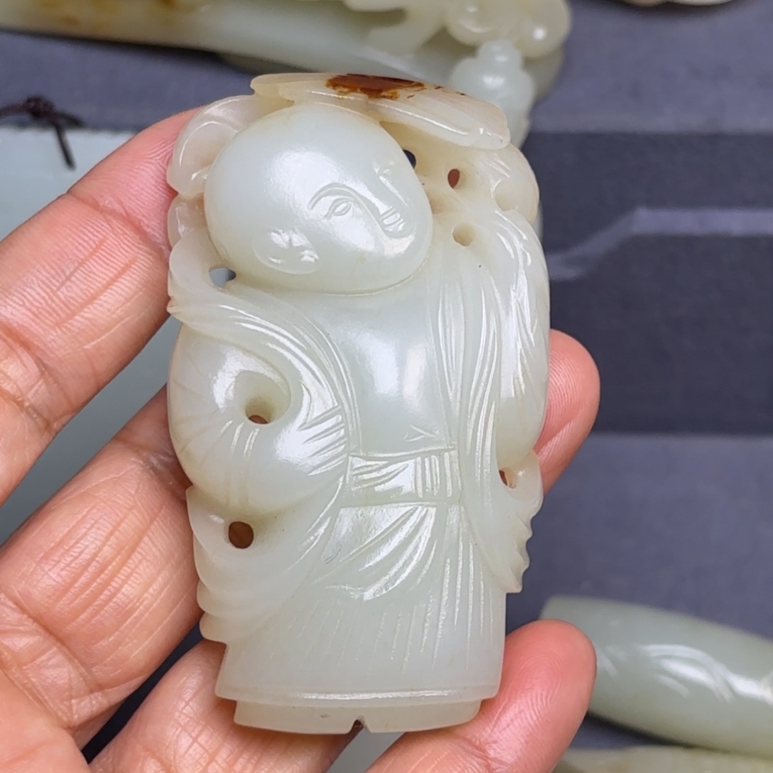 和田玉（糖玉）挂件未镶嵌三*堂