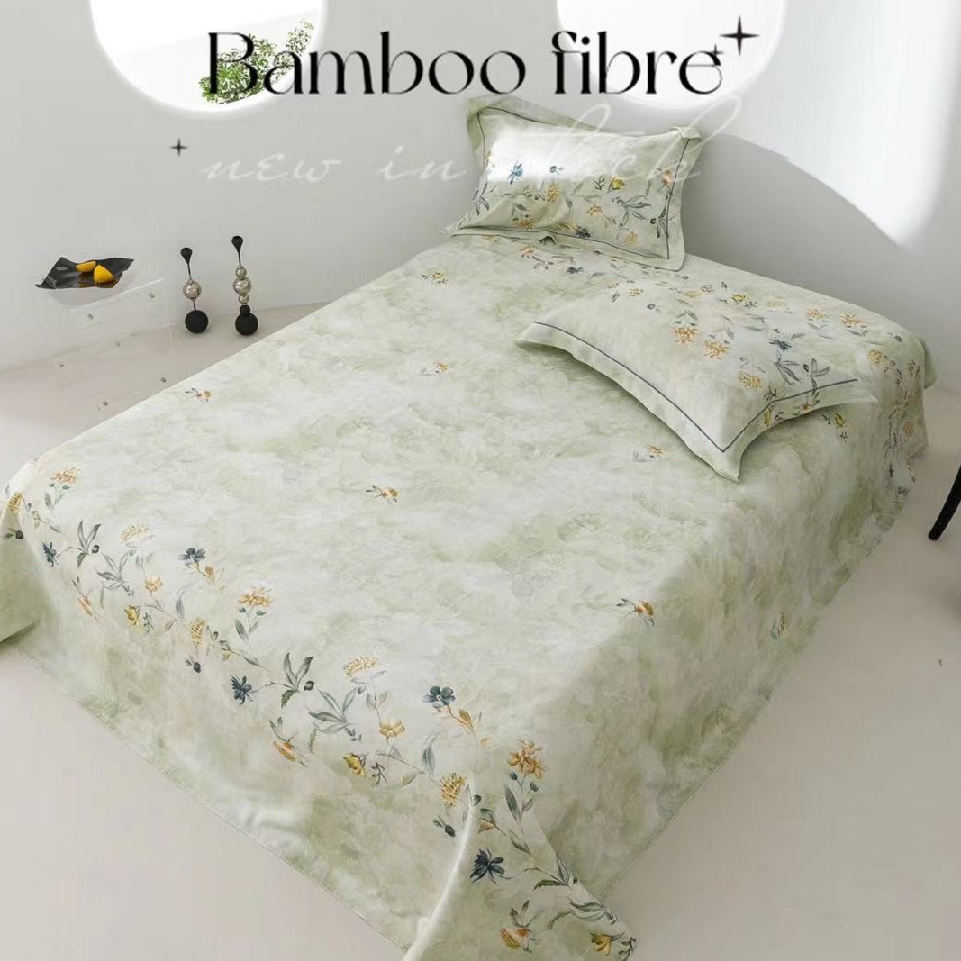 D1764 高端数码印花天然竹纤维冷感凉席三件套 梦笔生花245*250