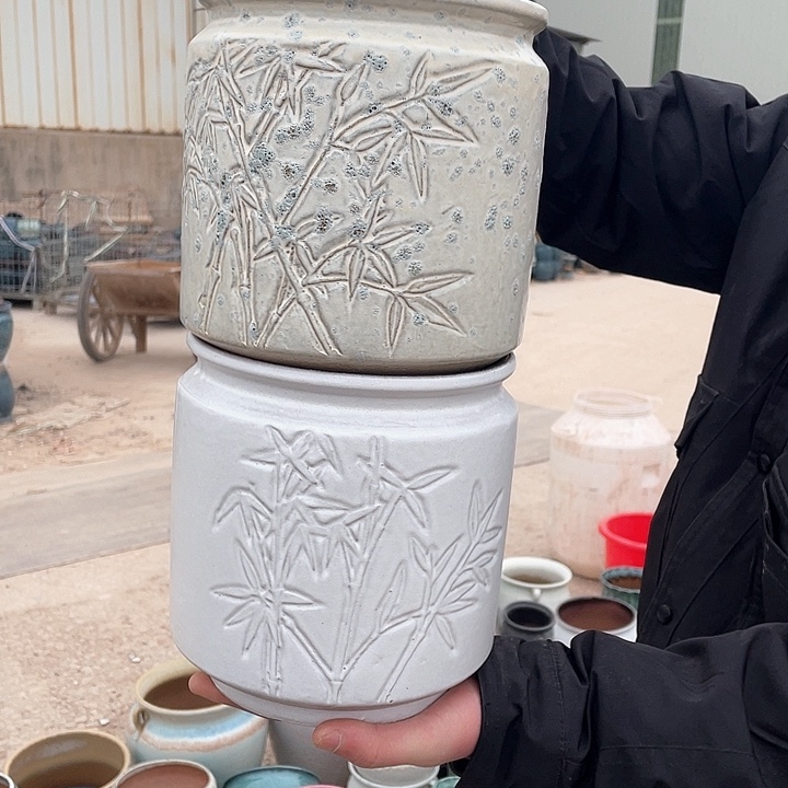 红陶宜兴陶瓷艺术花盆15*18